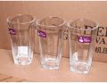 6 PIECE GLASS SET. DRINKING GLASS. BOTTOM SQUARE SHAPE. 