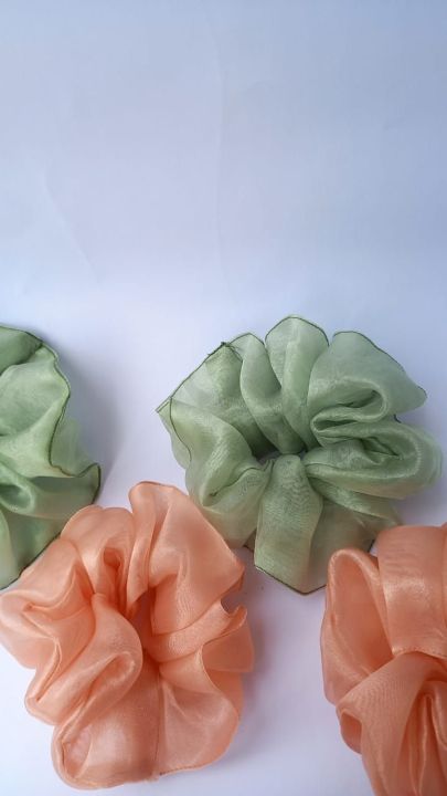 Xl beautiful tissue high quality scrunchies with free gift