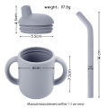 Customized Silicone Feeding Liquid Feed Straw Cup Foldable Children's Drinking Cup Double Leakproof Water Bottle Baby Stuff.
