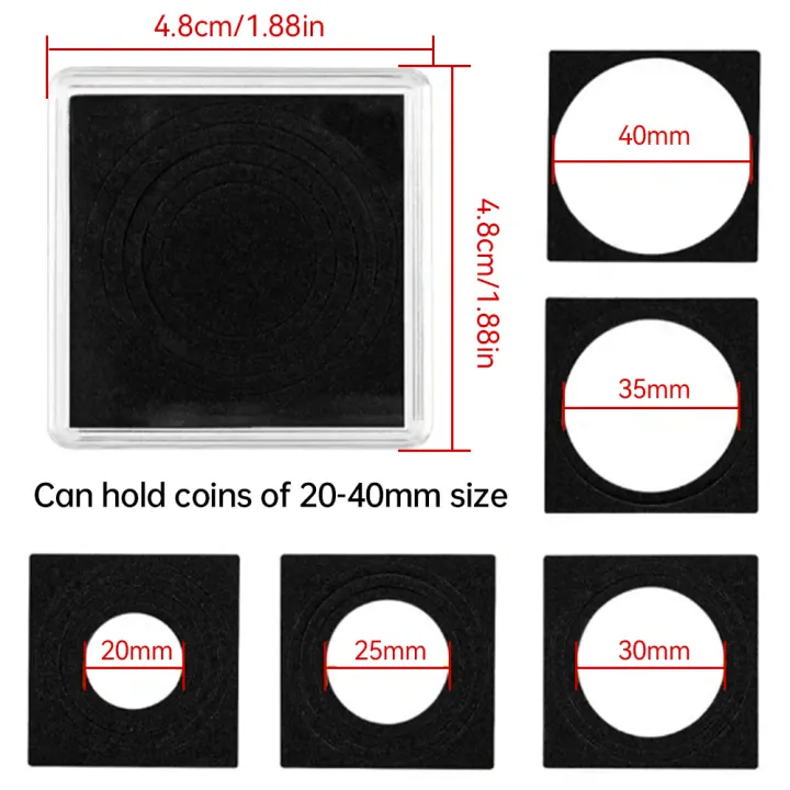 20PCS%20Plastic%20Square%20Coin%20Holder%20Capsules%20Container%20Coin%20Transparent%20Gaine%20Small%20Round%20Coin%20Protection%20Box%20Display%2020mm-40mm%20-%20Image%203