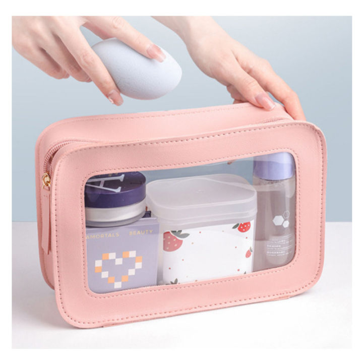 LUSQI%20Minimalist%20Transparent%20PVC%20Waterproof%20Cosmetic%20Leather%20Makeup%20Bag%20Travel%20Portable%20Toiletry%20Bag%20-%20Image%203