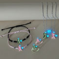 6-Piece Set Glowing Heart Dinosaur Couple Necklace Bracelet Ring Set Cute Luminous Crown Accessories for Valentine's Day . 