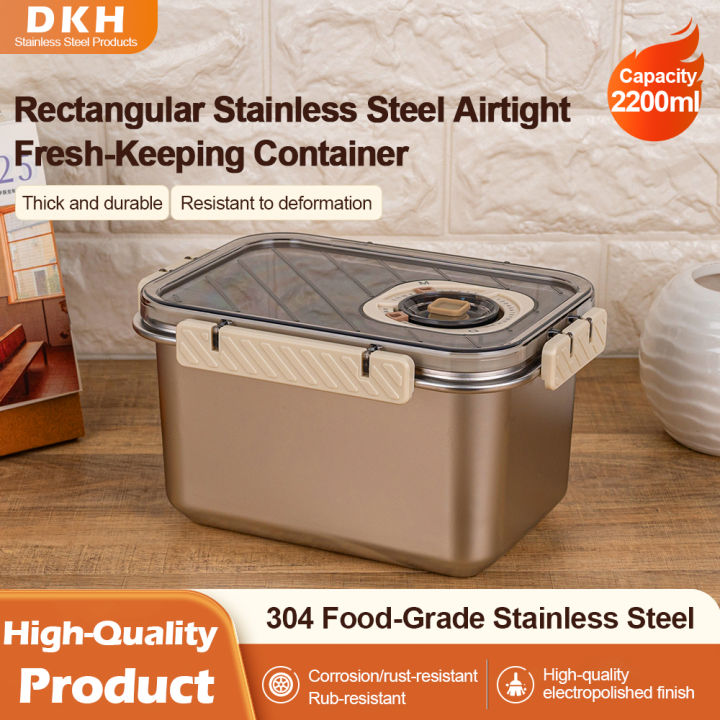 MTM 2200ml 304 Stainless Steel Food Storage Container Leak-Proof Airtight Bento Box with Lockable Clip Office Work Use