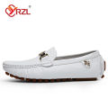 YRZL Shoes Men Handmade PU Leather Loafer Casual Driving Flats Slip-on Shoes Luxury Comfy Moccasins White Loafers Shoes for Men.