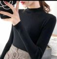 Women's High Neck Soft Knit Sweater /Girls Turtleneck Pullover / মেয়েদের আকর্ষণীয় হাইনেক সুইটার Black Maroon white.