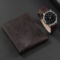 Mens Business Watches Retro Wallet Set For Men Big Dial Quartz Wristwatch Classic Male Black Casual Leather Watch Reloj Hombre. 