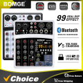 BOMGE 4 Channels Audio Sound Mixer Mixing DJ Console USB with 48V Phantom Power 99DSP Effects.