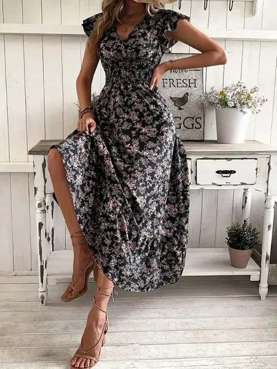 Plus%20Size%201XL-5XL%20Women's%20Fashion%20Summer%20Floral%20Print%20V-Neck%20Ruffle%20Hem%20Dress%20Ladies%20Short%20Sleeve%20Elegant%20Flare%20Dress%20Long%20Dress%20-%20Image%205