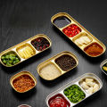Stainless Steel Divided Dip Bowls Sauce Plate Seasoning Dipping Condiment Tray for BBQ Vinegar Spice Ketchup Salt Sugar Flavor. 