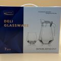 Delisoga 7 Pcs Glass Water Set, Premium Quality Glassware Water set in gift box 1pc of jug,and 6 pcs of glasses. 