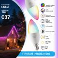 1-10PCS LED Candle Tuya Bulb WiFi E14 Smart RGB CW AC 85-265V 6W LED Lamp C37 Bulbs App Voice Control Support Alexa  Home. 