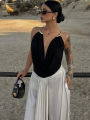 Weird Puss Metal Snake Halter Camisole Women Swing Collar Elegant Backless Summer Trend Beach Vacation Party Clubwear Tank Tops. 