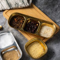 Stainless Steel Divided Dip Bowls Sauce Plate Seasoning Dipping Condiment Tray for BBQ Vinegar Spice Ketchup Salt Sugar Flavor. 
