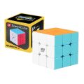 Rubik's Cube consists of 26 small cubes that rotate on a central axis; nine coloured cube faces, in three rows of three each, form each side of the cube.. 