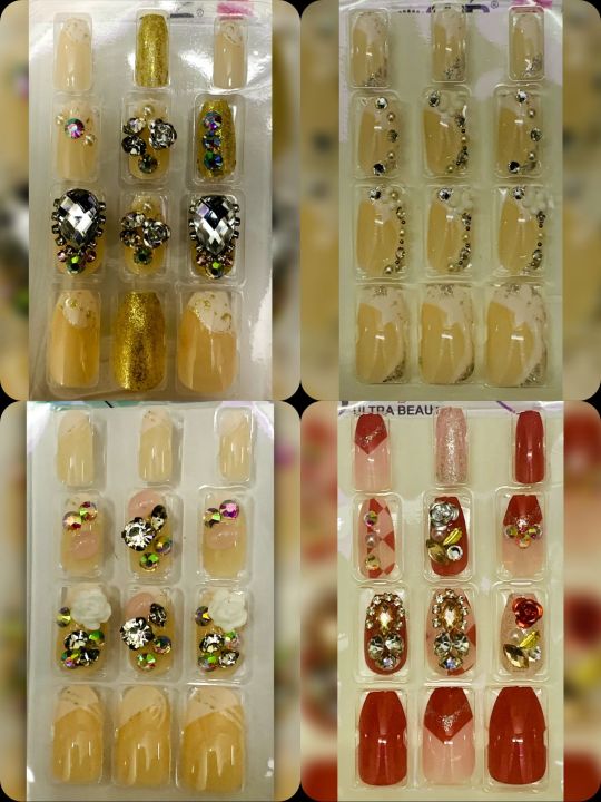 Artificial%20Sticky%20Stylish%20Press%20On%20Nails%20Random%20Seleted%2012%20Pcs%20Set%20-%20Acralic,3d,NonSticky,Printed%20And%20Glitter%20Press%20On%20Nail%20-%20Fancy%20Stylish%20Cute%20Artificial%20Nails%20-%20Image%202