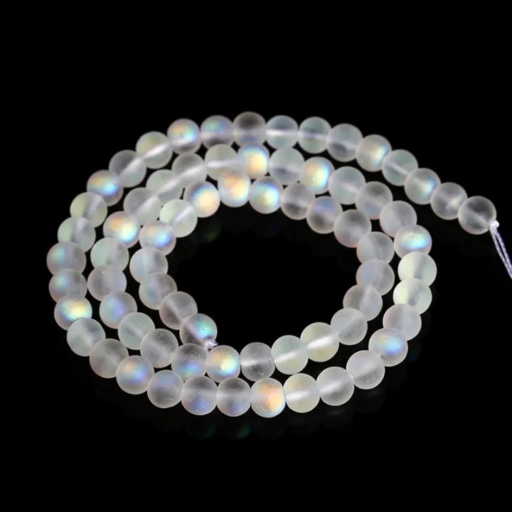 6%208%2010mm%20Matte%20Aurora%20Crystal%20Glass%20Beads%20Round%20Frosted%20Aura%20Bead%20AB%20Shiny%20Moonstone%20For%20Jewelry%20Making%20Diy%20Necklace%20Bracelet%20-%20Image%202