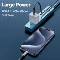 PD 27W Fast Charge Cable LCD Display Transparent Shell Data Transfer, USB A Type-C to Lightning Cord for iPhone 14 Pro Max/13/12.