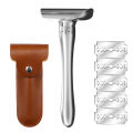 Double Edge Adjustable Safety Razors Classic Razor with 5 Blade & Case Long Handle Wet Shaving Zero Irritation Detachable Blades. 