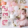 25cm ONE Letter Balloon Box 1 One Year Old Birthday Decor 1st Birthday Party Decoration Kids Boy Girl Baby Shower Balloon Box. 