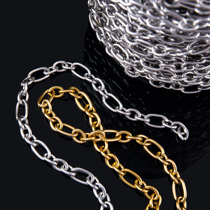 0.5Meter 1Meter Stainless Steel Round Cross Open Ring Chain for DIY Necklace Bracelet Jewelry Making Body Chain