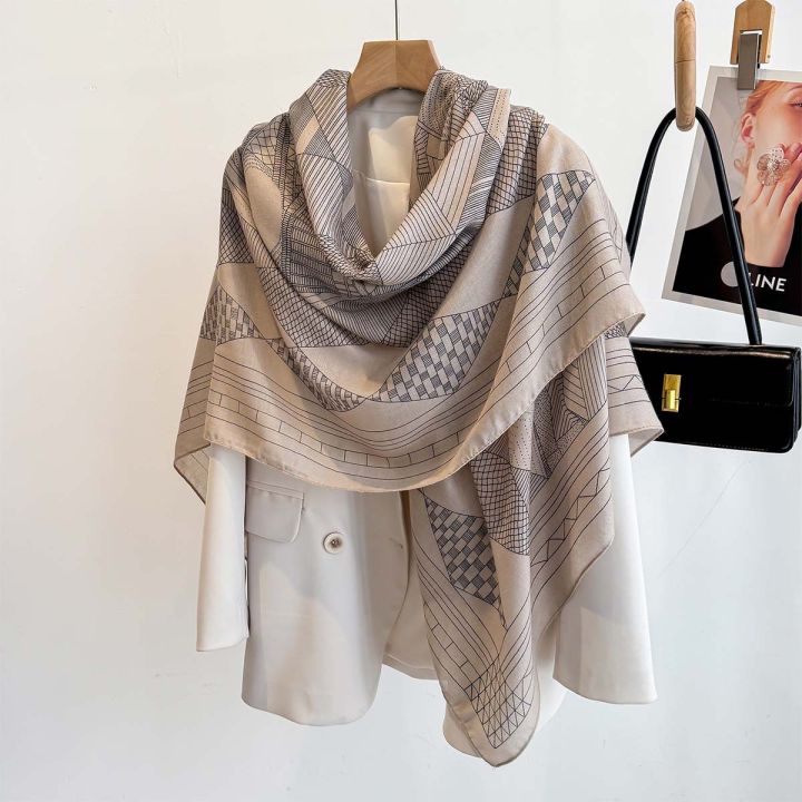 130*130cm Large Shawl Beach Wraps Women Luxury Printed Square Scarf Breathable Scarves Bandanas Elegant Hijab For Travel