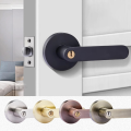 Silent Room Door Lock Round Door Lock Interior Door Handle Lock with Lock Core/latch with Key Aluminum Alloy Handle Lock. 