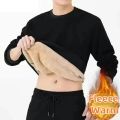 Men's Autumn Winter Fleece Lined Warm Top Korean Fashionable Long Sleeved Base Shirt Plush Casual Warm Underwear T-shirt. 