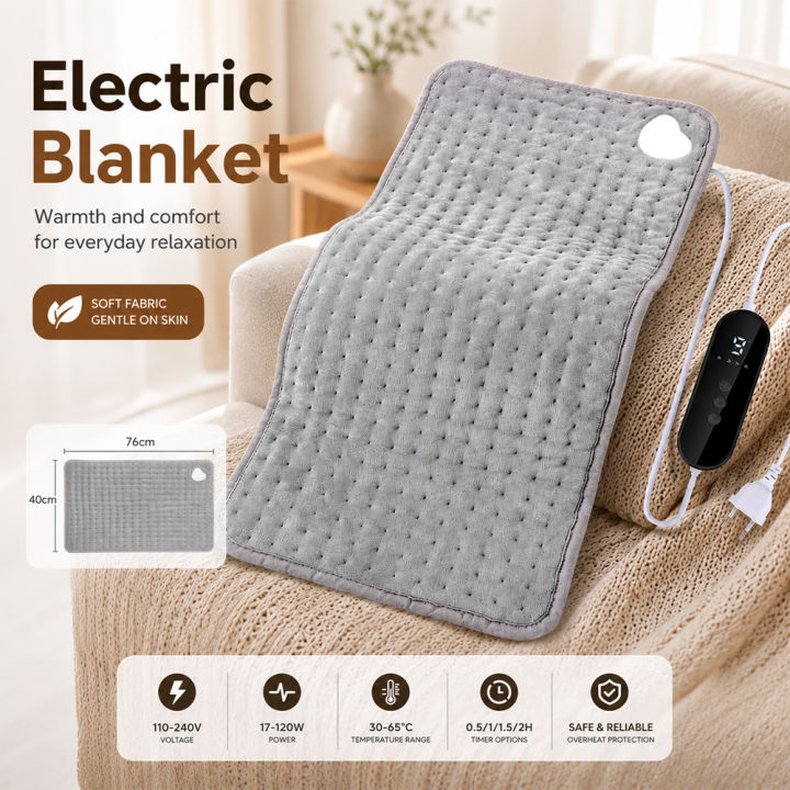 Eu Plus Standard Electric Heating Blanket Multi-Functional Warming Blanket Protects Waist Shoulders Neck Winter Warmth Item