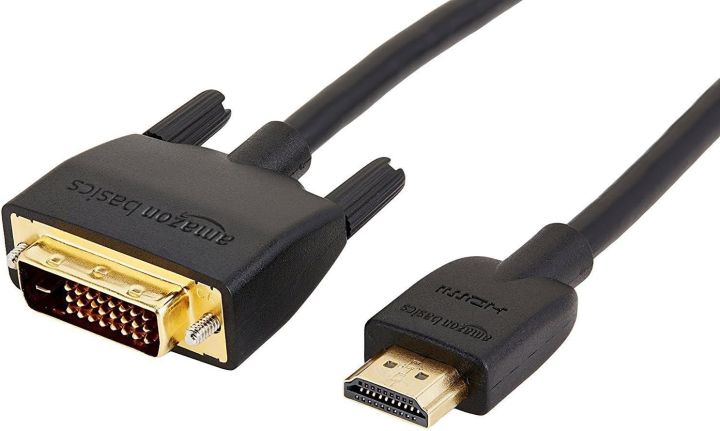 Amazon Basics HDMI to DVI (Male) Adapter Cable, Bi-Directional 1080P, 6 ft/1.8 m, Gold-Plale Pack ck