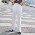 Plus size Women Ankle-Length Wide Leg Pants Casual Summer Solid Elastic Waist Loose Ice Silk Pants Spring Summer Female Trousers.
