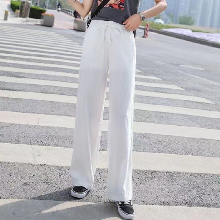 Plus%20size%20Women%20Ankle-Length%20Wide%20Leg%20Pants%20Casual%20Summer%20Solid%20Elastic%20Waist%20Loose%20Ice%20Silk%20Pants%20Spring%20Summer%20Female%20Trousers%20-%20Image%206