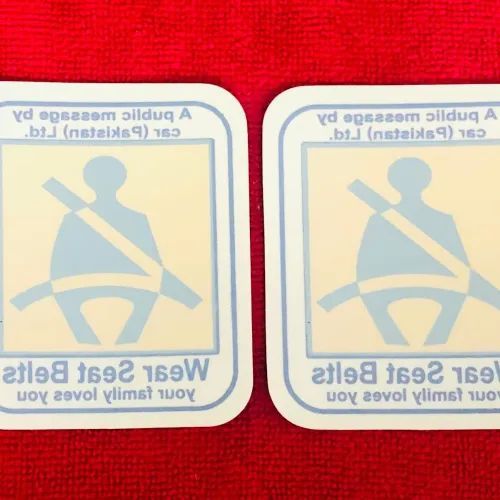 Seat belt warning stickers for front windows 2 pcs