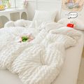 3pcs White seersucker Duvet Cover Set (1*Duvet Cover + 2*Pillowcase, Without Core),pink Bedding Set. 