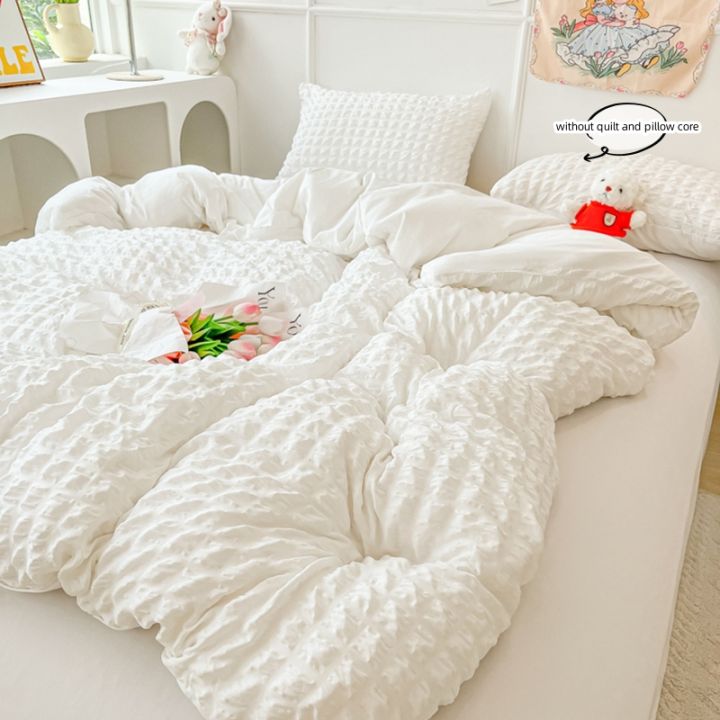 3pcs%20White%20seersucker%20Duvet%20Cover%20Set%20(1*Duvet%20Cover%20+%202*Pillowcase,%20Without%20Core),pink%20Bedding%20Set%20-%20Image%203