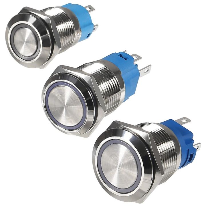 2Pcs DC 12V/24V Metal Latching Push Button Switch, 4 Pin Car RV Truck ...