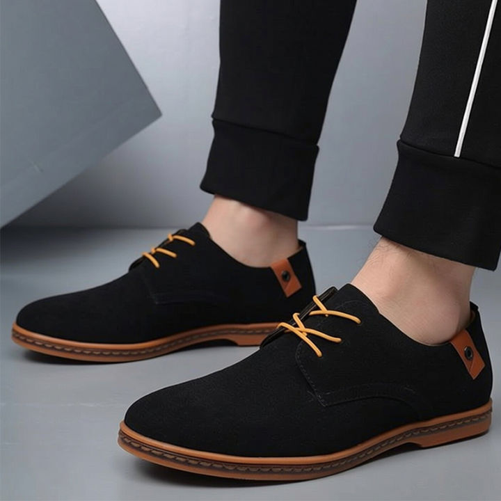Men's Spring Suede Casual Oxfords Shoes Breathable Comfort Matte Finish Business Shoes Classic Sneakers Footwear Dress Shoes