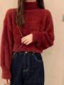 2026 Winter Imitate Mink Wool Hot Fleecing Female Turtleneck Elastic Casual Sweater Women Knitted Tops Pullovers Soft Warm.