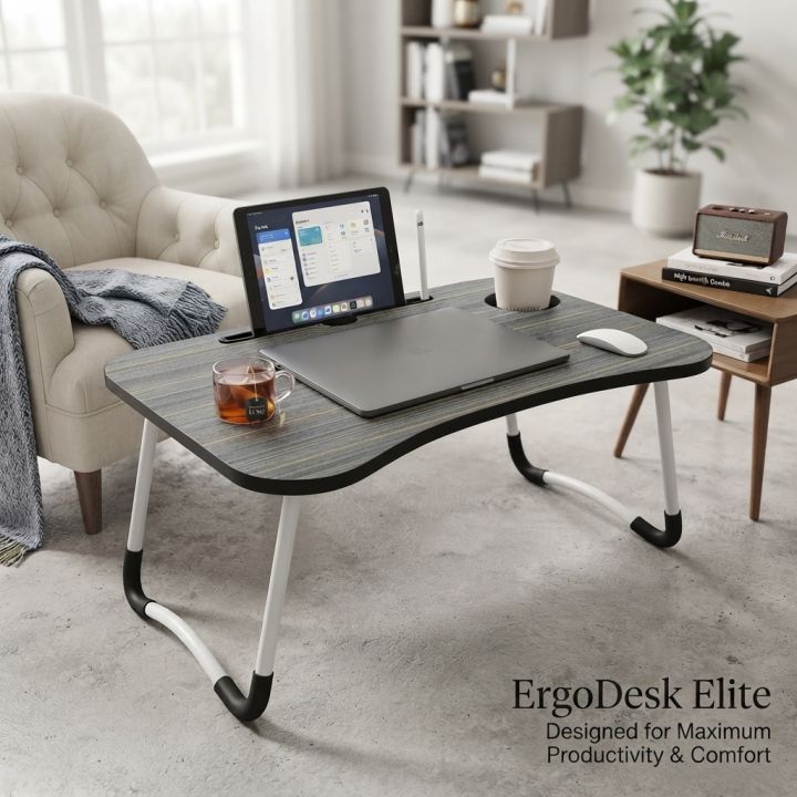 Multi Purpose Folding Laptop and Study Table With Cup Holder Lightweight, Portable, And Sturdy