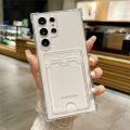 Thick Shockproof Card Bag Wallet Clear Phone Case For  S24 Ultra S21 S22 S23 Fe S 24 Plus 5G Soft Corners Cover Cases. 