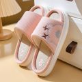 Children's Linen Slippers Spring Summer Autumn Indoor Cartoon PVC Bottom Kids Slippers Boys Girls Slip-On Shoes.