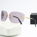 Curved One-Piece Sunglasses, Frameless Square Cut-Edge Design, UV400 Protection, Women's High-End Street Style. 