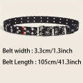 1PC New Fashion Luxury Belt Black Punk Accessories Blue Denim Girdle HipHop Y2k Star Hollowed Pin Buckle Waistband，For Men Women. 