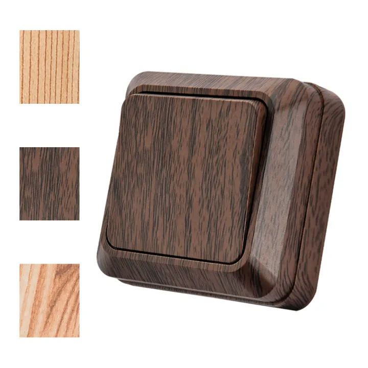 Wood 1 Gang 1 Way On/Off Flame Retardant Spray Plastic Button Light ...
