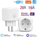 Smart Plug EU 16A/20A AC100-240V Wifi Smart Socket Power Outlet Alexa  Home Voice Control Tuya Smart Life APP. 