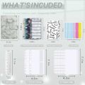 A6 Budget Marble Patterned Leather PU Notebook Binder, Used for Bookkeeping, Saving Money, Family Gifts.