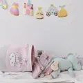 Large Pink Laundry Basket Kids Toys Storage Basket with Handles Fabric Foldable Cute Cartoon Castle Nursery Hamper Gift Basket.