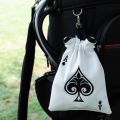 Funny Golf Valuables Pouch, PU Leather Golf Tee Pouch with Drawstring Closure Golf Ball Handbag Portable Ball Pouch. 