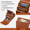 Genuine Leather Phone Bag, Crossbody Bag, Shoulder Bag with 8 Card Slots, ID Evidence Slot, Zipper Pocket, lychee Patterned Cowh. 