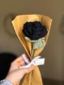 Handmade crochet rose with complementary khaaki wrapping/ crochet rose. 