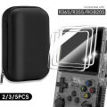 Screen Protector+Portable Carrying Case for R36S Handheld Console Storage Bag & Anti-Scratch Tempered Glass for R36S Accessories.